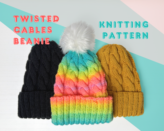 Twisted Cable Beanie Knitting Pattern | Winter Hat Tutorial PDF