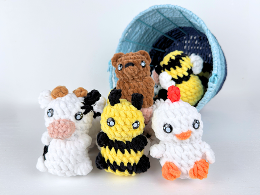 Chibi Animal Plushie with Keychain | Crochet Amigurumi Plush