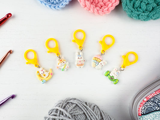 Custom Stitch Marker with Lobster Clasp | Cute Bunny Charm