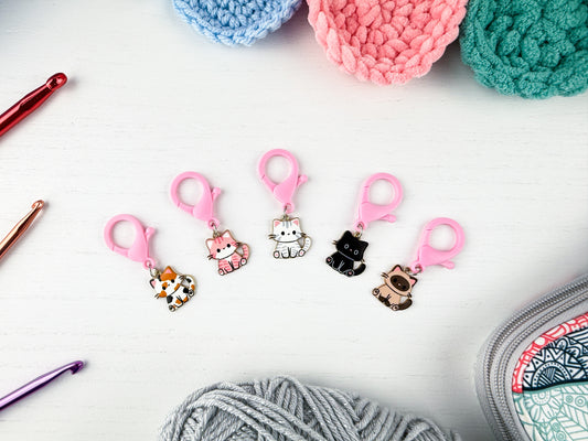 Custom Stitch Marker with Lobster Clasp | Kawaii Cat Charm