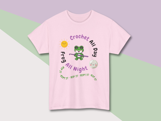 Kawaii Graphic Tee - Crochet all day, Frog all night