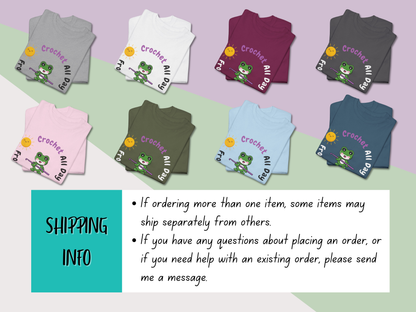 Kawaii Graphic Tee - Crochet all day, Frog all night