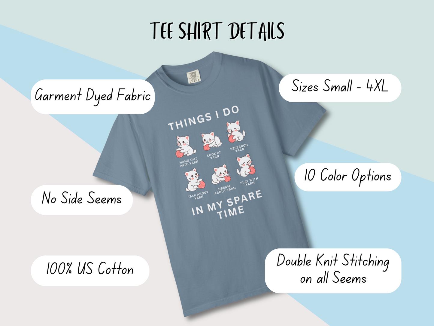 Funny Cute Cat Shirt | Spare Time Activities with Yarn Short Sleeve Tee