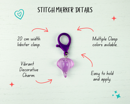 Stitch Marker Set with Lobster Clasp | Rainbow Stingray Charm