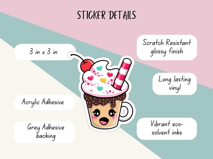 Kiss-Cut Stickers - Hot Chocolate with Cherry