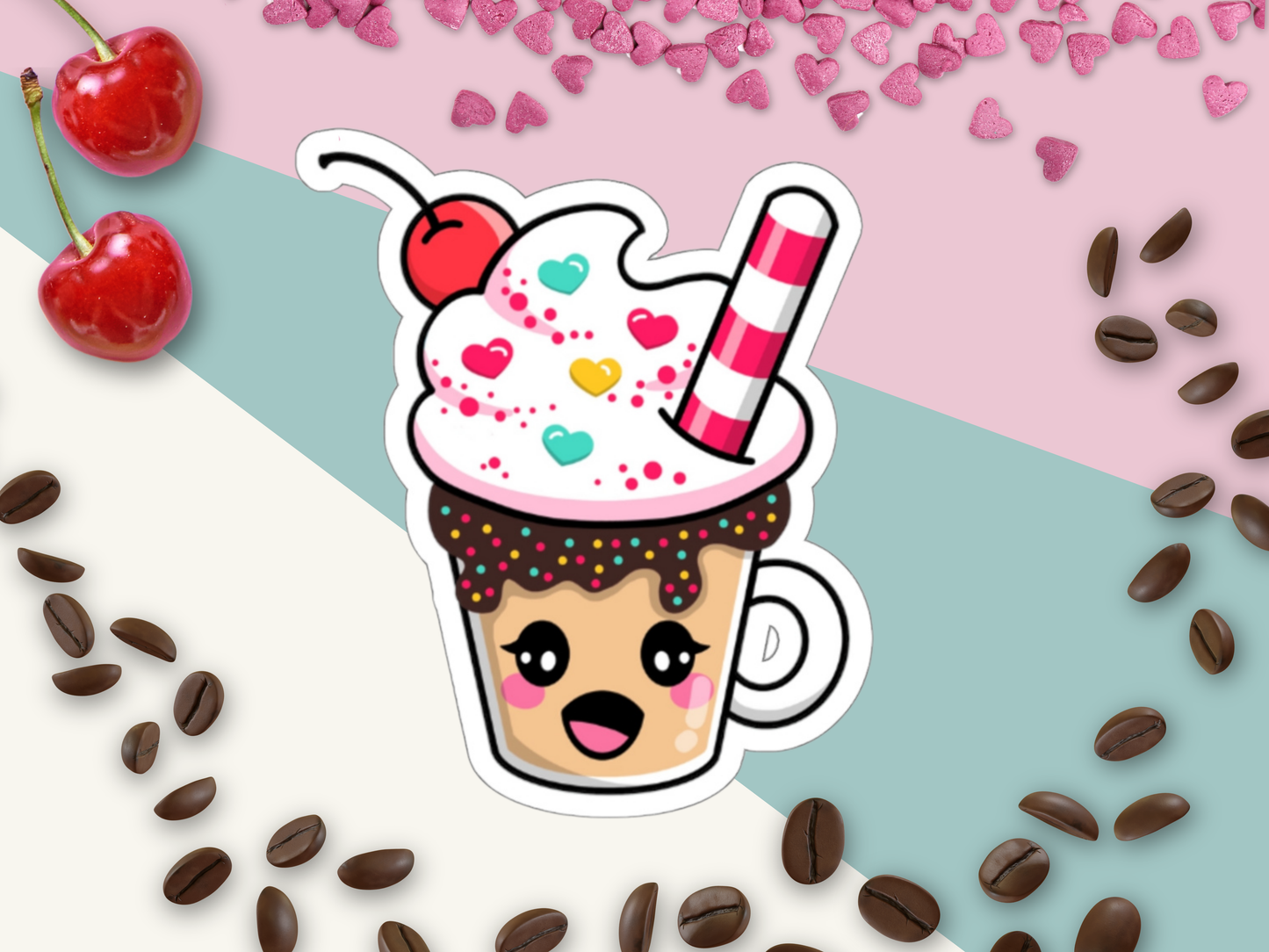 Kiss-Cut Stickers - Hot Chocolate with Cherry