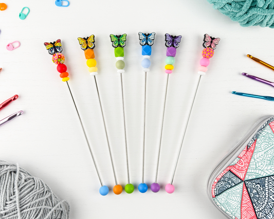 12 inch Amigurumi Sewing Stick | Rainbow Butterfly Charm