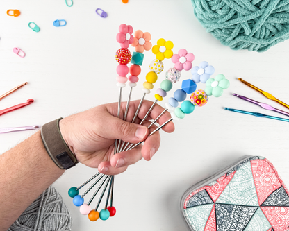 Custom Amigurumi Sewing Stick | Pastel Flower Charm Topper