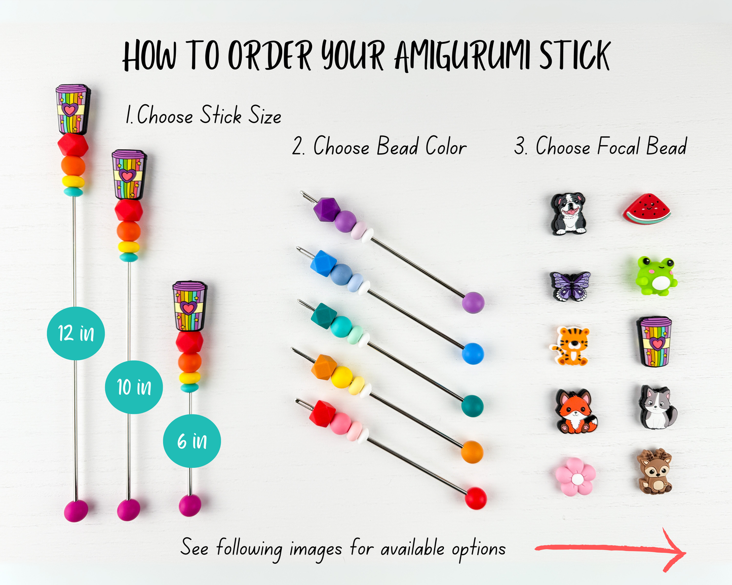 6 inch Amigurumi Sewing Stick | Kawaii Kitty Charm (Set 2)