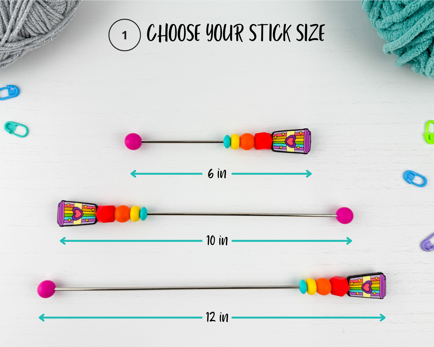 6 inch Amigurumi Sewing Stick | Kawaii Kitty Charm (Set 2)