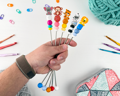 Custom Amigurumi Sewing Stick | Zoo Animal Charm Topper