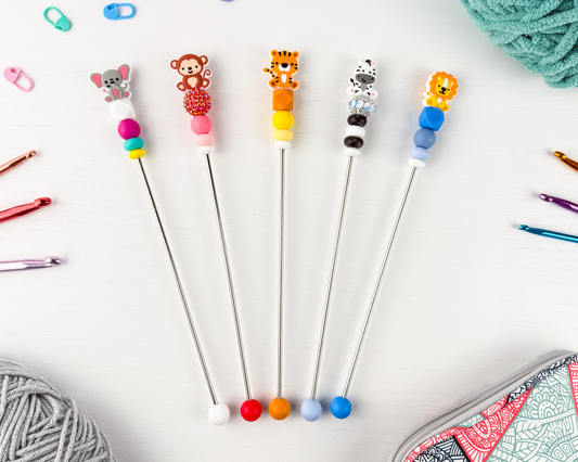 Custom Amigurumi Sewing Stick | Zoo Animal Charm Topper