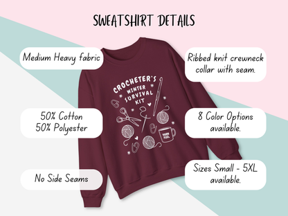 Funny Crochet Sweatshirt | Crocheter's Winter Survival Kit Sweater