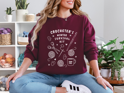 Funny Crochet Sweatshirt | Crocheter's Winter Survival Kit Sweater