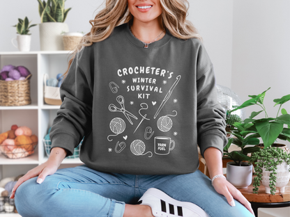 Funny Crochet Sweatshirt | Crocheter's Winter Survival Kit Sweater