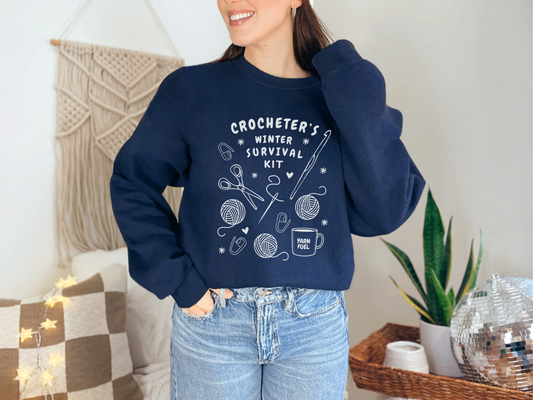 Funny Crochet Sweatshirt | Crocheter's Winter Survival Kit Sweater