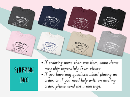 Funny Crochet Sweatshirt | Crocheter's Winter Survival Kit Sweater