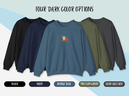 Embroidered Frog Graphic Sweatshirt with Crochet Hook and Yarn
