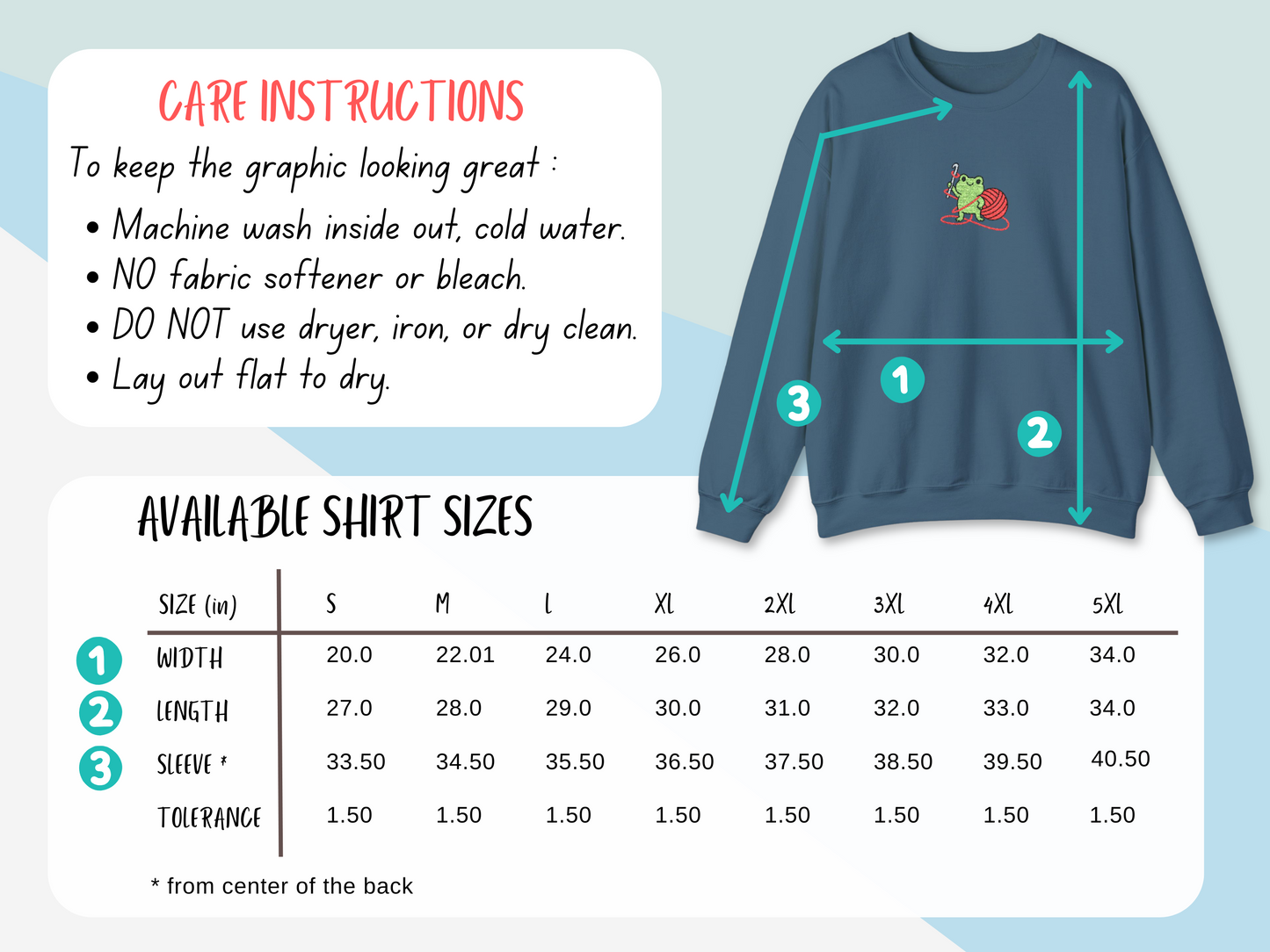 Embroidered Frog Graphic Sweatshirt with Crochet Hook and Yarn