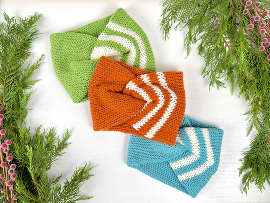 Twisted Knit Headband | Knitted Ear warmer | Striped Winter Head Wrap