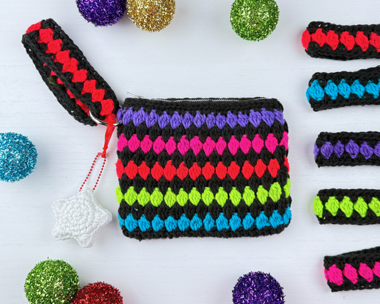 Handmade Crochet Wristlet Bag with Glow-in-the-Dark Star Charm