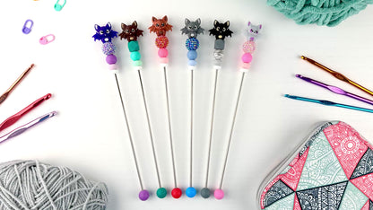Custom Amigurumi Sewing Stick | Kawaii Bat Charm Topper
