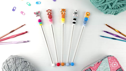 Custom Amigurumi Sewing Stick | Zoo Animal Charm Topper