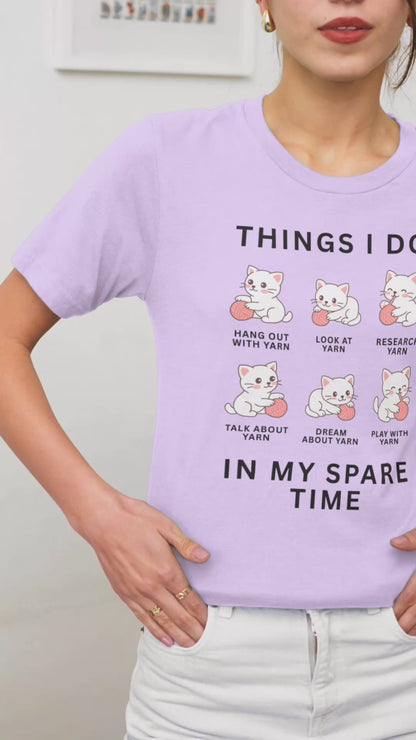Funny Cute Cat Shirt | Spare Time Activities with Yarn Short Sleeve Tee