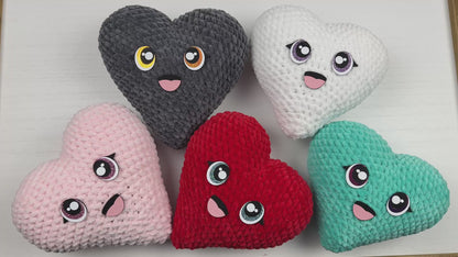 Crochet Kawaii Heart Pillow | Custom Handmade Plush | Cutecore Home Decor