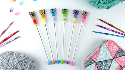 Custom Amigurumi Sewing Stick | Butterfly Charm Topper